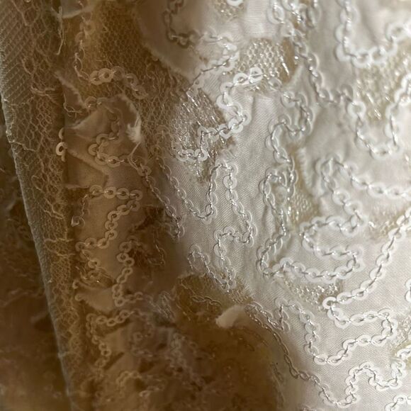 BCBG Maxazria Sequin Lace Sleeveless V Neck Off White A-line Women's Dress Size - Picture 11 of 15